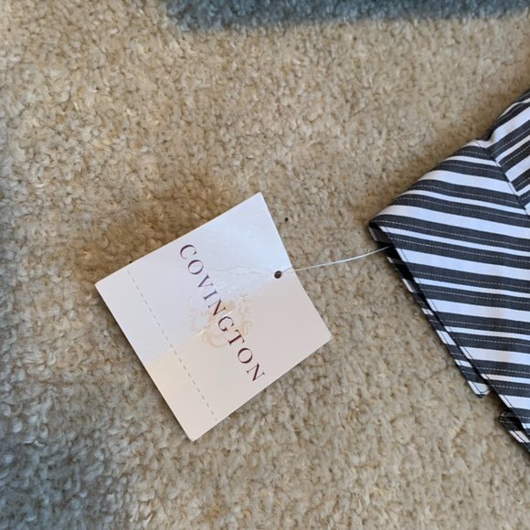 NWT Covington Muted Black and White Striped 3/4 Sleeve Wrap Blouse Size XL - Picture 11 of 14